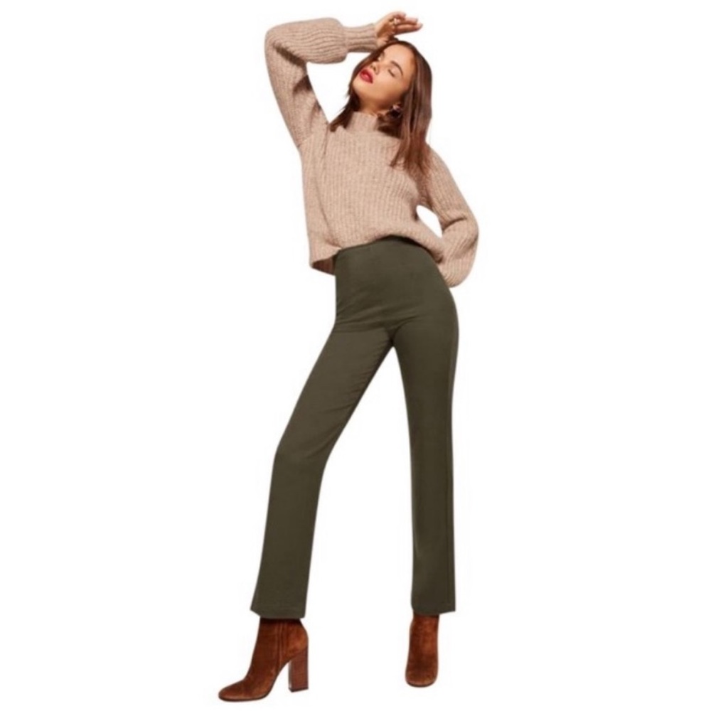 Reformation High Waist Will Pant in Olive Green